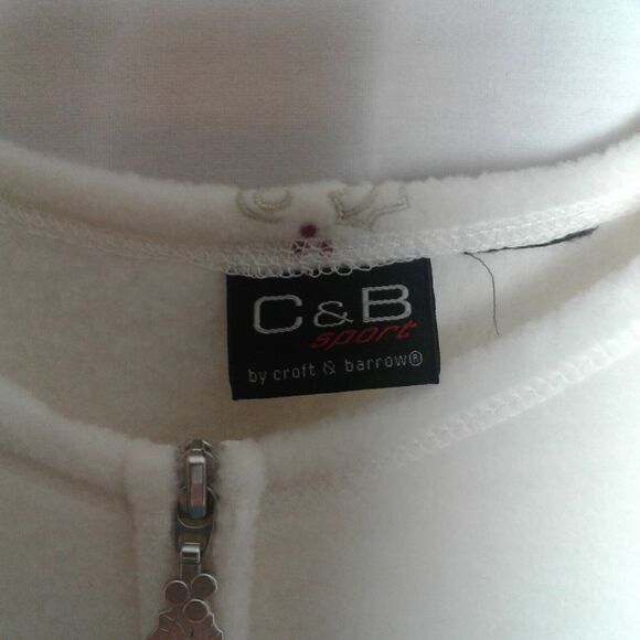 Vintage C&B Sport Croft and Barrow Womens L Zip Up Winter Christmas Fleece Holly - Picture 2 of 5